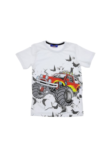 Crassi Erkek Çocuk T-shirt Arabalı Beyaz
