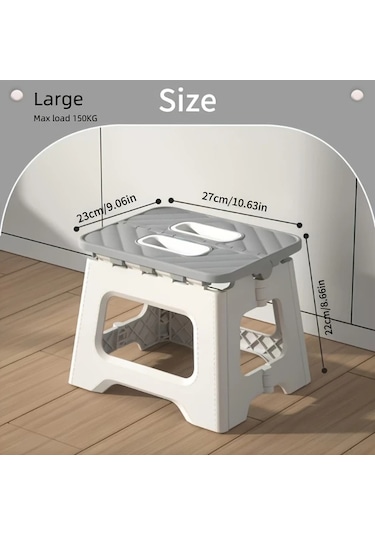 Elmpaly Yeşil Orta Boy Katlanır Plastik Tabure - Ev Ve Ofis İçin Dayanıklı Paspas Basamak Yeşil