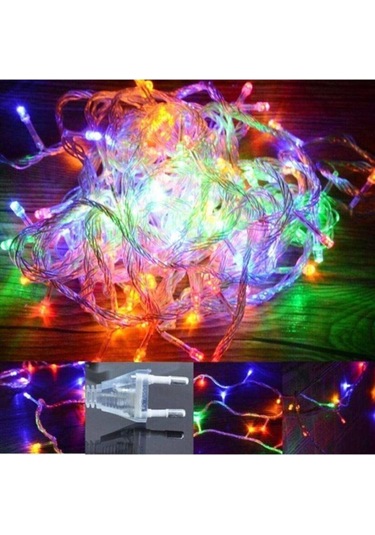 10 Metre 100 Ledli Fişli Led, Dekor Lambası 10m Rgb Yılbaşı Ağacı Işığı Çok Renkli