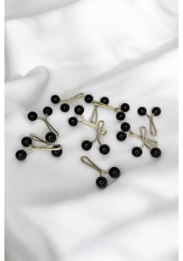 Eşarp Şal Klipsi Siyah 12 Adet İnci Model Klips - Kadın Tesettür Aksesuar İğne Siyah