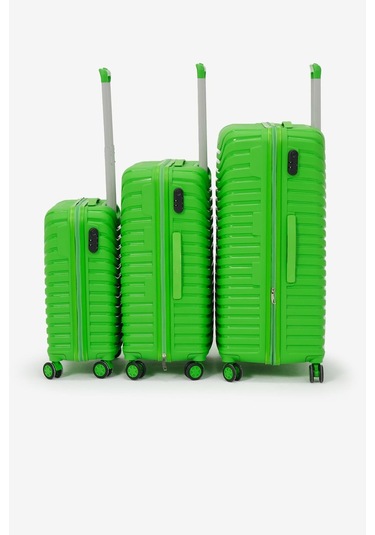 3'lü Set Silikon Kırılmaz Pp Unisex Yeşil Valiz Pwvlz005 Yeşil