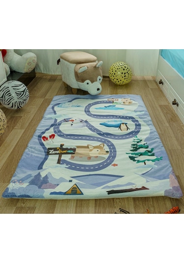 Zooturak Peluş Çocuk Matı Sibirya Kurdu Husky 100cm x 150cm