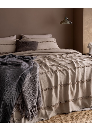 Madame Coco Rostrenen Tek Kişilik Pamuklu Yatak Örtüsü - Gri 8684427179871 Gri