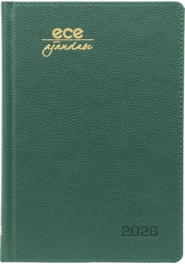 Ece Ajandası Kemer 2026 Yeşil - Günlük Çizgili Sert Kapak 14x20 Yeşil