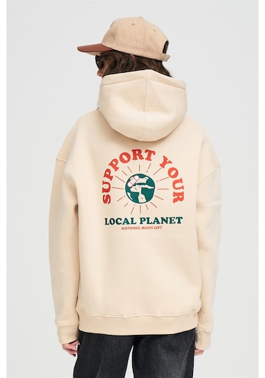 Hırsch Unisex Support Your Planet Sweatshirt Taş Gri