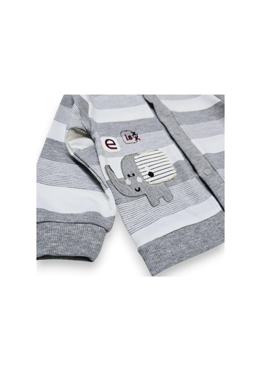 Fil Nakışlı Hırkalı Erkek Bebek Takım gri