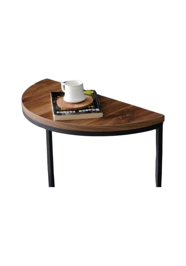 Lisa Metal Tekli Yan Sehpa Ceviz