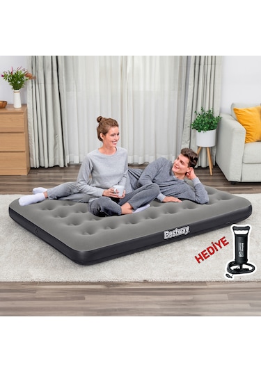 Bestway Ultra Queen 2 Kişilik Şişme Yatak + El Pompası Hediyeli 191x137x22cm 671gz Bw143 Gri