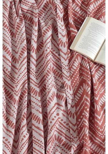 Elart Petra Keten Görünümlü Yatak Örtüsü Seti 3 Parça Çift Kişilik Tarçın