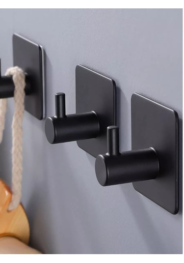 Vesalka Dla Polotenec Banyo Havluları İçin Duvara Monte Kendinden Yapışkanlık Kancalar 4 Adet 227427863 Siyah