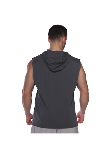 Musclecloth Training Club Kapüşonlu Kolsuz Sweatshirt Füme Gri