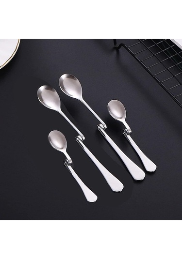 Fastbuy 6 Adet Yaratıcı Paslanmaz Çelik Kahve Karıştırma Kaşığı Bükülmüş Asılı Bardak Kaşığı Restoran Otel Kavisli Saplı Bükü