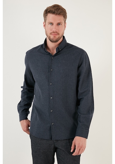 Buratti Pamuklu Regular Fit Düğmeli Yaka Kışlık Erkek Gömlek Cf24W127079 Lacivert
