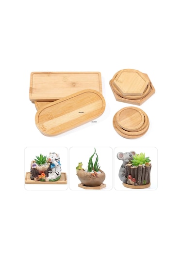 Round-6cm-home Basit Stil Bambu Tepsi Yetiştiricilerinin Pot Stander Altıgen Dikdörtgen Yuvarlak Kare Saksı Tabanı Bahçe Dekorasyon Malzemeleri