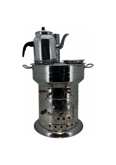 Paslanmaz 304 Çelik 10 L Çift Hazneli Demlikli Semaver