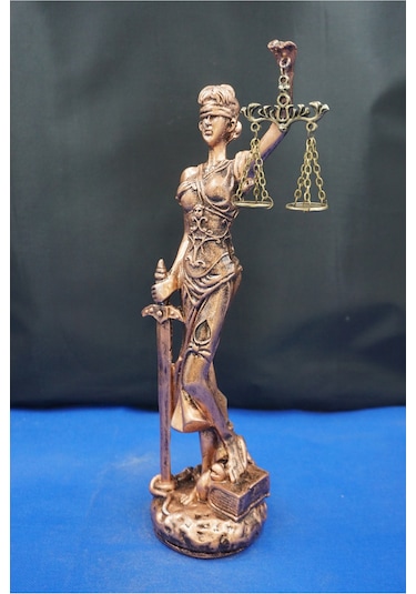 Themis Adalet Tanrıçası Heykeli 32 Cm Avukatlar İçin Dekoratif Biblo, Ev & Ofis Aksesuarı Bakır