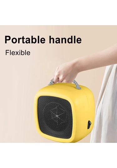 Trendooze Mini Masaüstü Fan Isıtıcı Düğme Anahtarı Saplı Ev Isıtıcı 10cm Beyaz