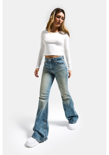 Itsbasic Kadın A.tint 4s6-32 Mid Rise Flare Fit Esnek Kumaş Denim Jean A.tınt