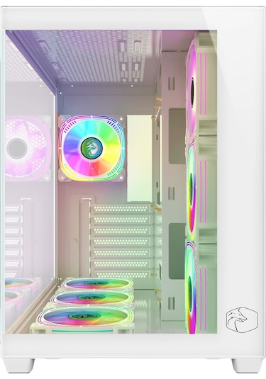Gametech Prime V2 RGB Tuş Kontrollü 7x120 MM Fan Oyuncu Bilgisayar Kasası Beyaz