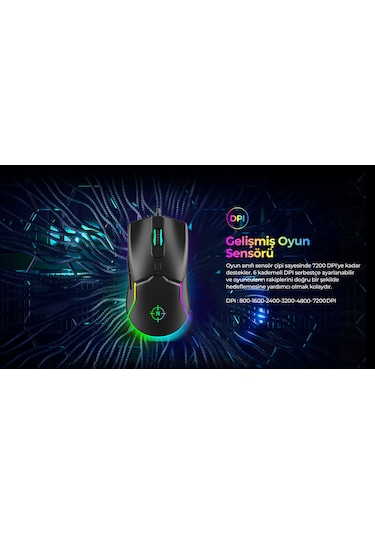 North Air Black Kablolu RGB Profesyonel Optik Oyuncu Mouse