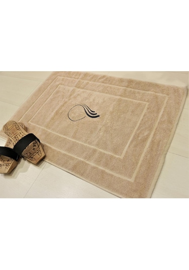 50X70 Paspas Açık Kahve Jakarlı Nakışlı Banyo Ayak Paspası Kahverengi