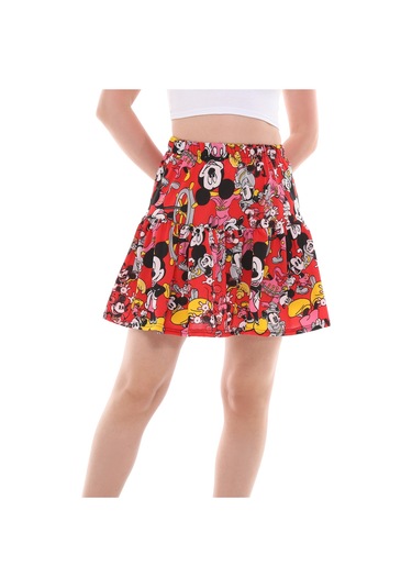 Mıckey Mouse Çizgi Film Karakterli Jarse Kumaş Şort Etek Çok Renkli