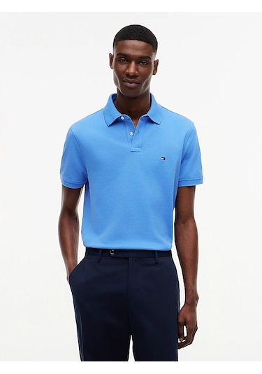 Tommy Hilfiger Polo Yaka Pike Erkek T-shirt Mavi