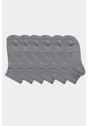 6'lı Kız Erkek Çocuk Çorap Pamuklu Beyaz Kısa Patik Gri