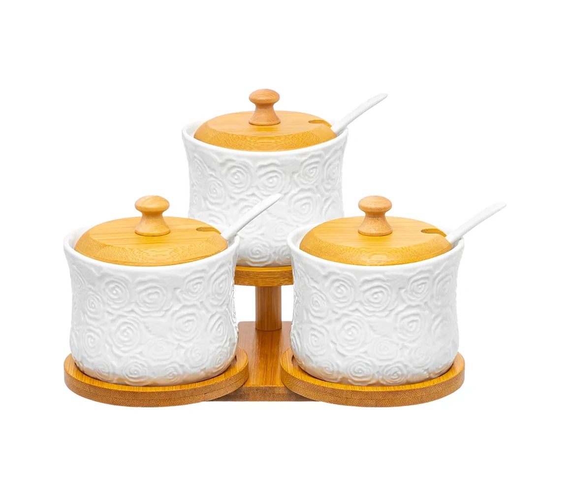 Elan Gallery Toz Ürünler İçin Kavanozlar "gül" 3 Adet, 250 Ml 209710925 Beyaz