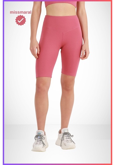 Kadın Yüksek Bel Toparlayıcı Tayt Kısa Spor Şort Deniz Havuz Spor Biker Shorts Gül Kurusu 1070 Gül Kurusu