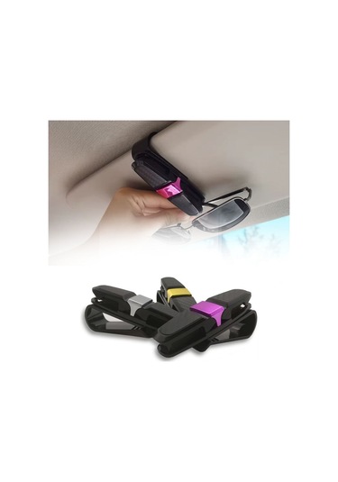 Sıladanal Araç İçi Güneşliğe Takılan 2'li Gözlük,kart,para Takmalık Aparat Siyah