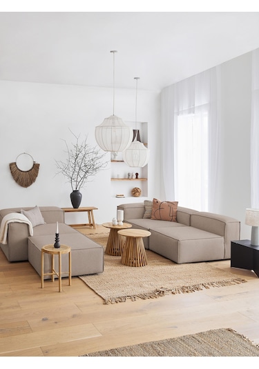 Mode Soft Köşe Koltuk Takımı 4 Modül 11 Kahverengi Keten Kumaş