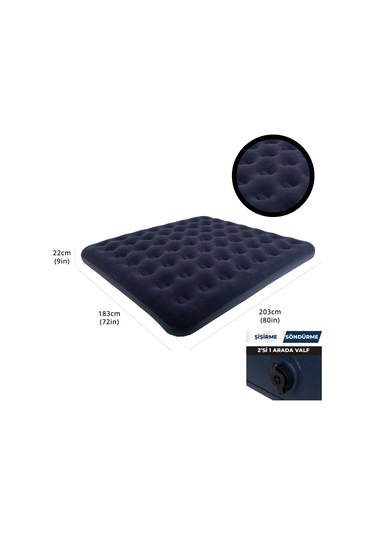 Terravita 20256-5 King Size Flocked Şişme Yatak 20256-5 203 x 183 x 22 CM Lacivert