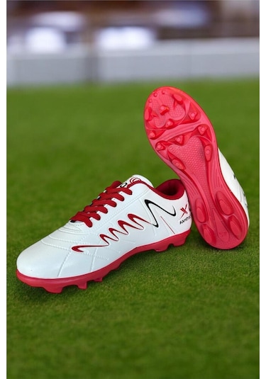Erkek Krampon Dişli Futbol Ayakkabısı Beyaz - Kırmızı Beyaz - Kırmızı