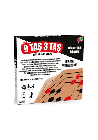 Ritoys Ahşap 9 Taş 3 Taş Zeka Oyunu