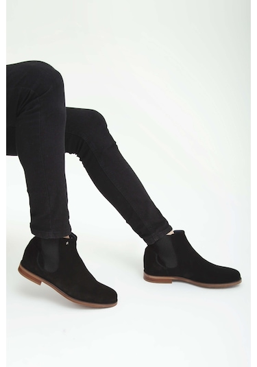 Tamer Tanca Erkek Hakiki Deri Siyah Süet Casual Bot 383 3655 B Erk Bot Sk19/20 Sıyah Suet