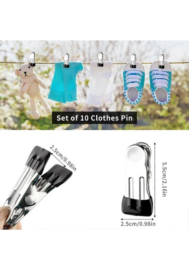 Ganzhoushop 10/20 Adet Çamaşır Mandalı Çamaşır İpi Mandalları Paslanmaz Çelik Çamaşır Mandalları Çamaşır Mandalları Klipsleri Güçlü Metal Çamaşır Mandalları Siyah Çok Renkli