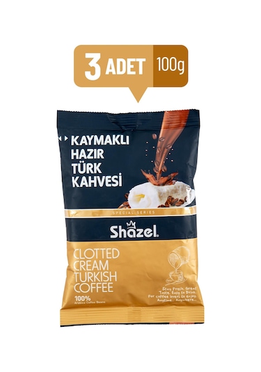 Shazel Kaymaklı Hazır Türk Kahvesi 100 GR x 3 Adet