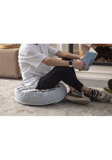 Taşınabilir, Yuvarlak Yer Minderi, Puf 60x60 Cm Balkon Ve Teras İ