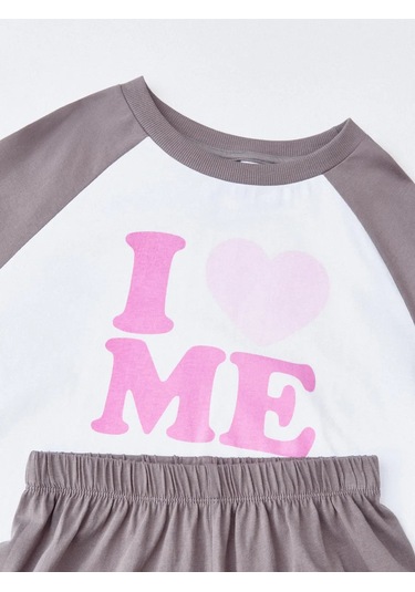 Sela Baskılı Pamuklu Şortlu Oversize Pijama 465730123 AÇIK GRİ