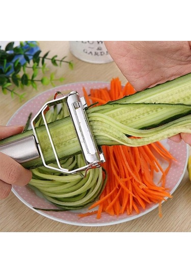 Monyee Çift Fonksiyonlu 430 Çelik Zeytin Slicer - Hızlı Sebze Meyve Soyucu Ve Julienne Dilimleyici, Kolay Kullanım, Keskin Bıçak Gümüş
