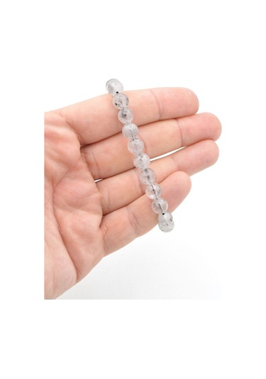 Hakiki Doğal Herkimer Kuvars Taşı Bileklik 8,5 Mm Beyaz