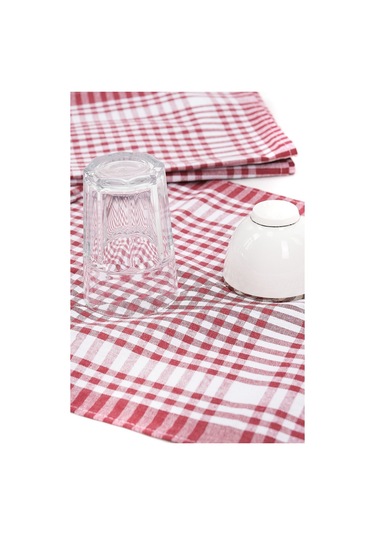 Pamuklu Kırmızı Renkli Pöti Kareli 4'lü Kurulama Bezi, Beslenme Örtüsü, Servis Peçetesi