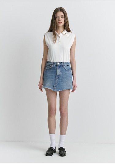 Mavi - Tiera Classic Denim Puslu Indigo Mavi Jean Etek 1310654-89730 Mavi