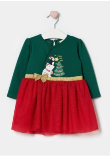 Kız Bebek Beli Fiyonk Detaylı Anvelop Yılbaşı Elbise Nbk-24923 Yeşil