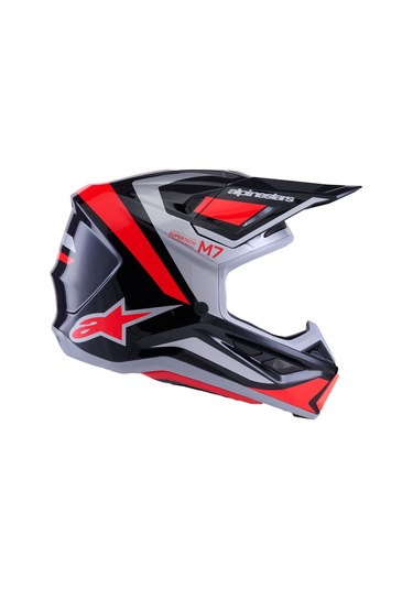 Alpinestars Sm7 Rıs Off-Road Cross Kaskı Gümüş - Kırmızı -  Siyah