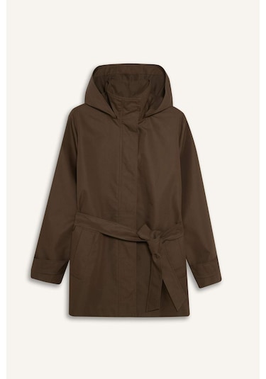 Defacto Regular Fit Kapüşonlu Kemerli Trençkot E8582ax25aukh402 Haki