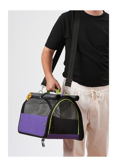 Brave Paws Perdeli Flybag Plastik Yırtılmaz Fileli Çanta Mor