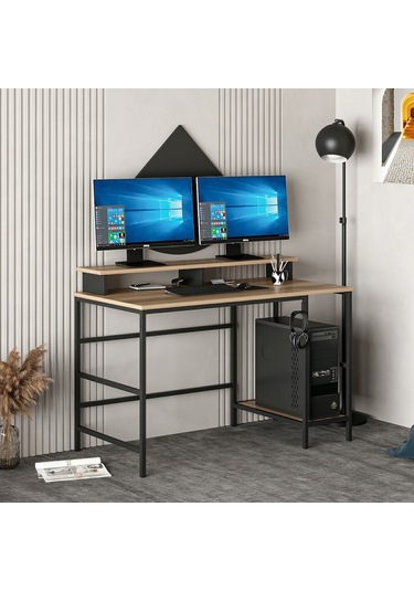 Minarmobilya Minar Greta Çalışma Masası Modül2 - Dore/Siyah Ceviz