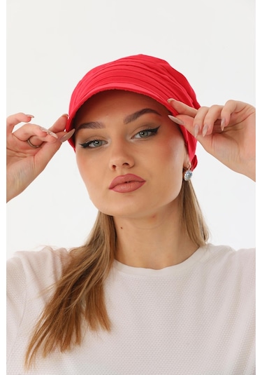 Safari Bağlamalı Kırmızı Siperli Bandana Vizör Kırmızı